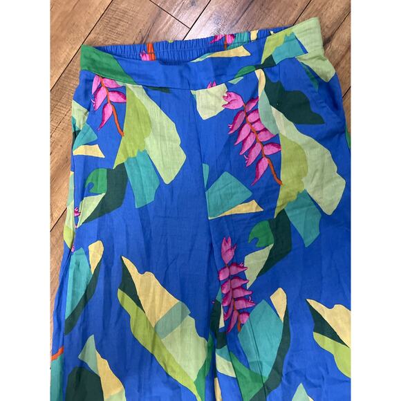 Christian Siriano size medium colorful linen blend cropped pants - Picture 2 of 4